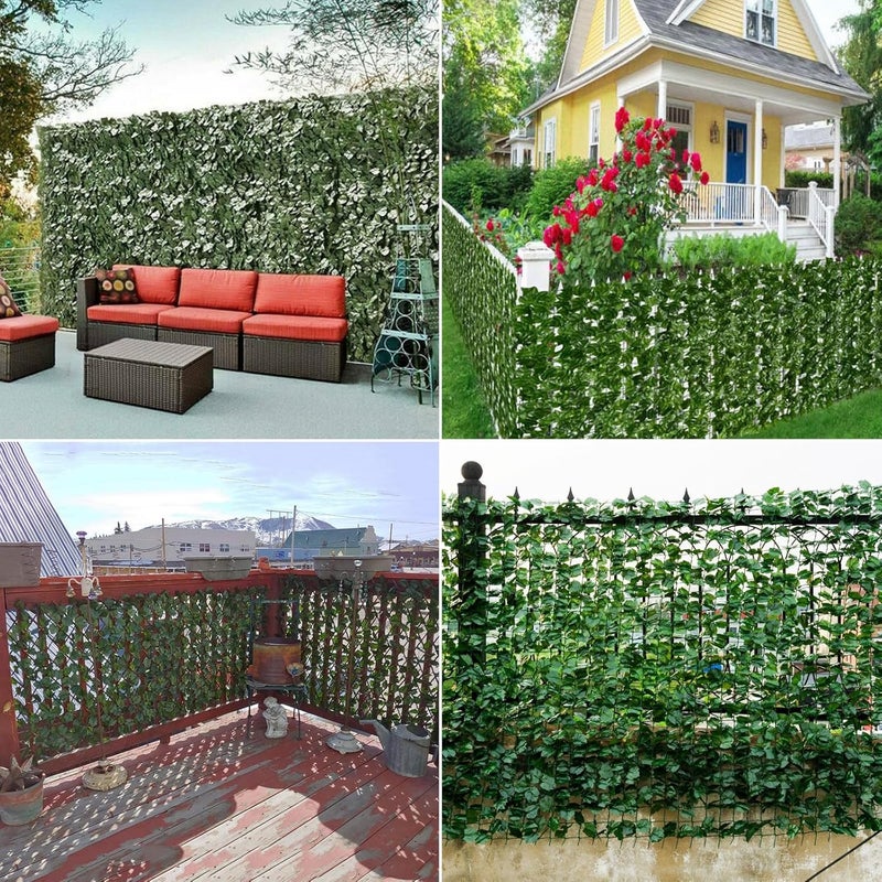 Comtelek Artificial Ivy Privacy Fence 118x39.4in Grass Wall Screen Fake Vines Balcony Fence Privacy Screen Cover, Faux Ivy Leaf Hedge Panels Wall Decoration - Image 5
